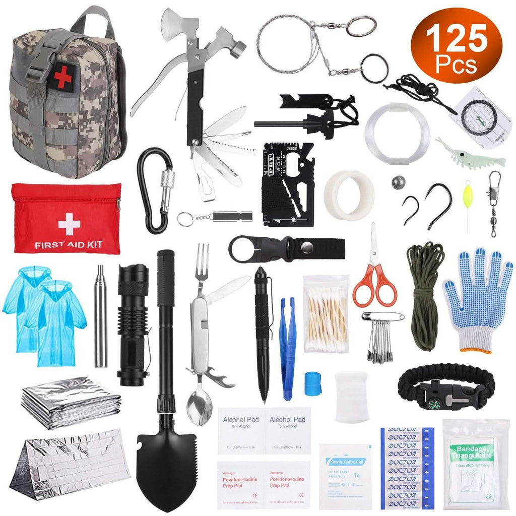 125-Piece Emergency Survival Kit – Tactical Outdoor Gear with First Aid Set