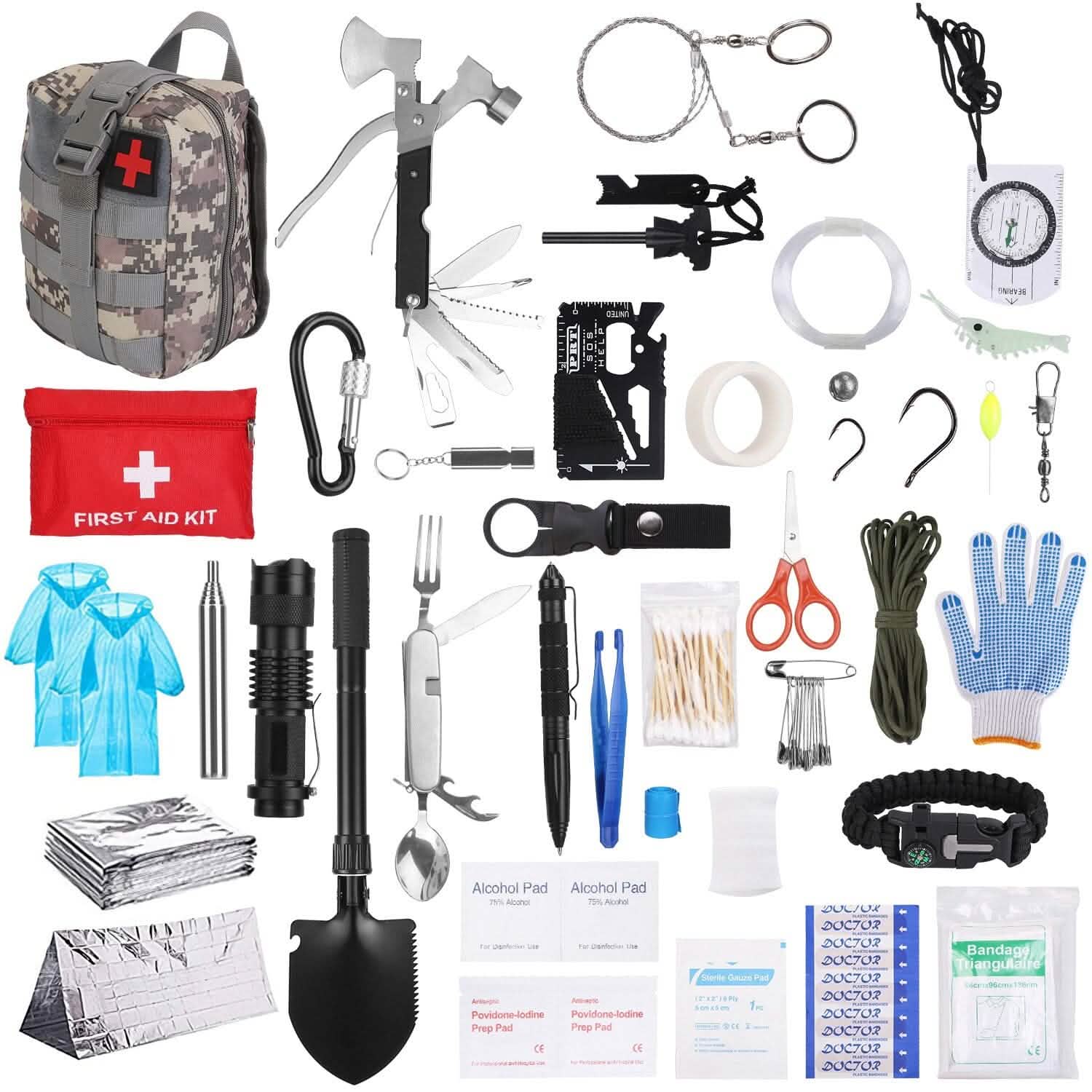 125-Piece Emergency Survival Kit – Tactical Outdoor Gear with First Aid Set