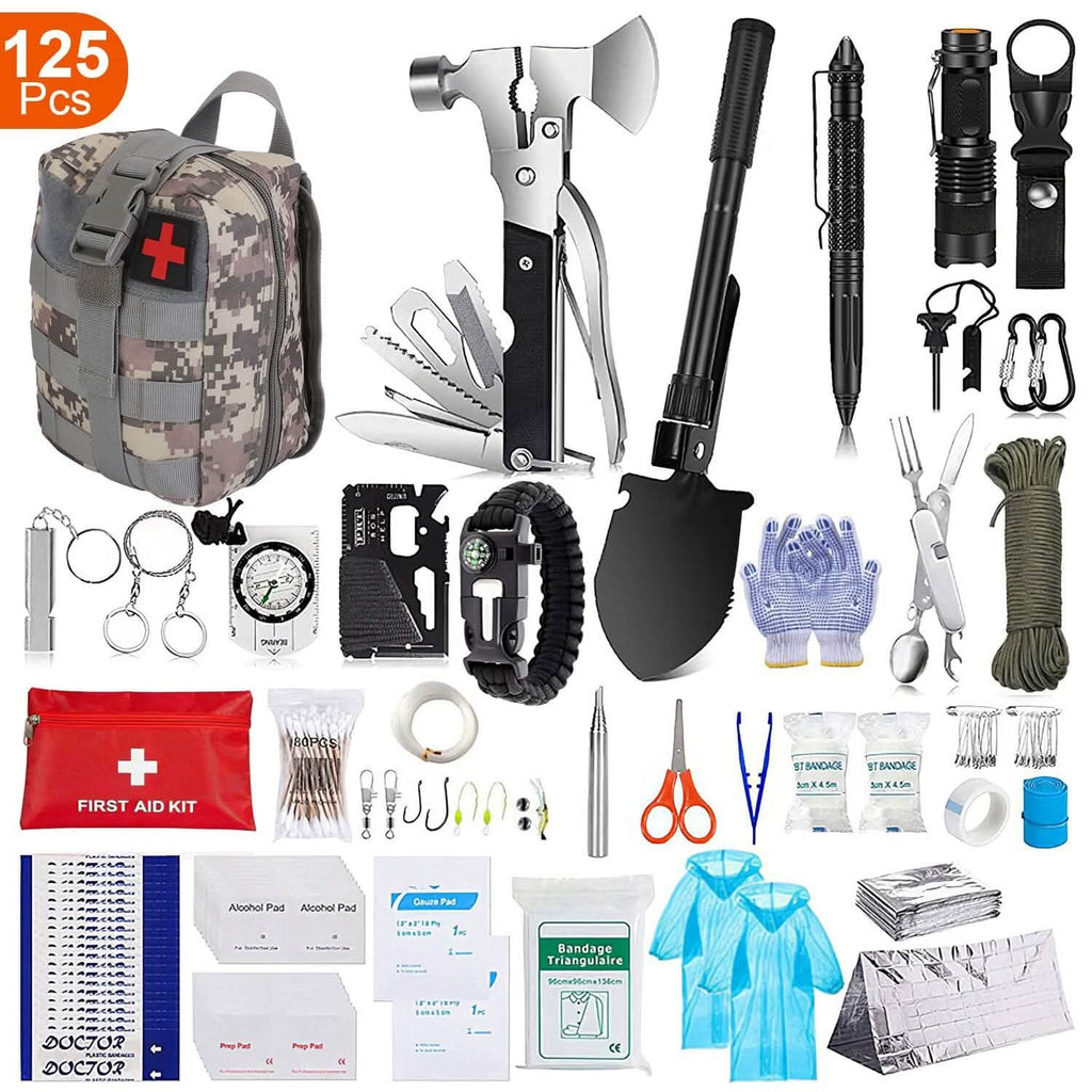 125-Piece Emergency Survival Kit – Tactical Outdoor Gear with First Aid Set