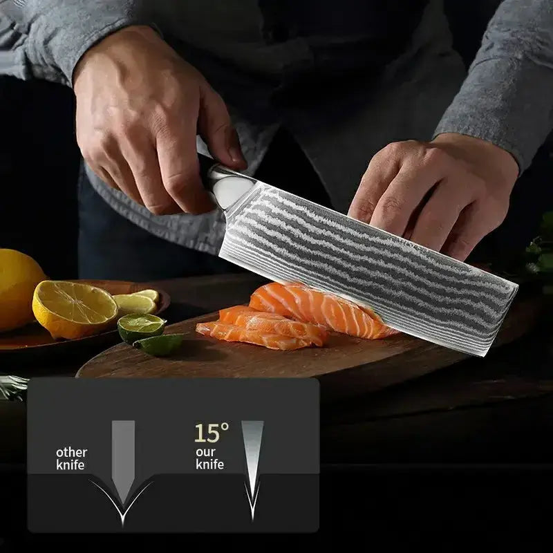 67-Layer Damascus Nakiri Knife – G10 Handle