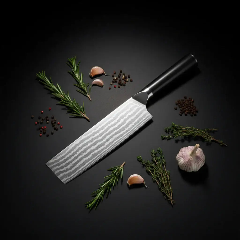 67-Layer Damascus Nakiri Knife – G10 Handle
