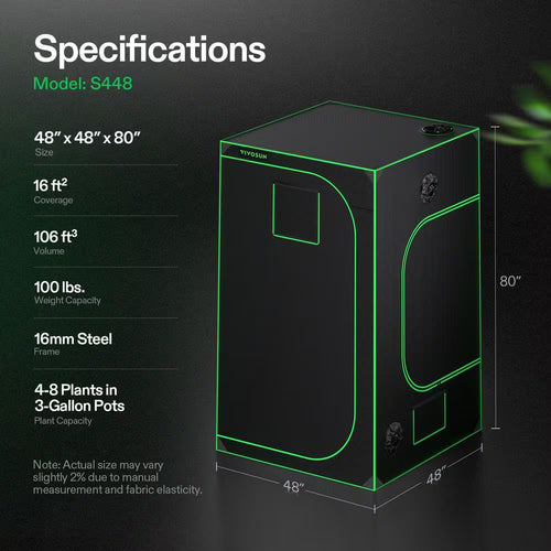 4 Ft. X 4 Ft. Mylar Hydroponic Grow Tent with Observation Window and Floor Tray