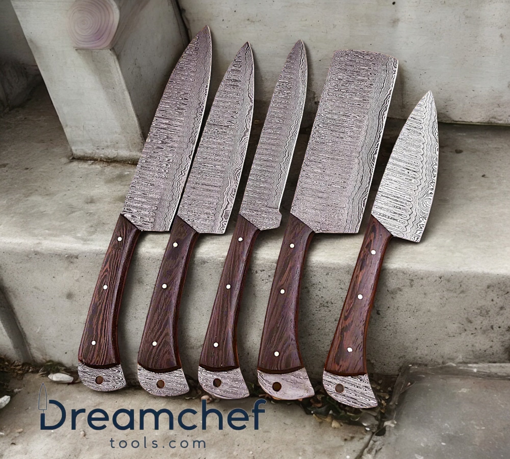 Damascus Steel Chef Knife — Rosewood Handle