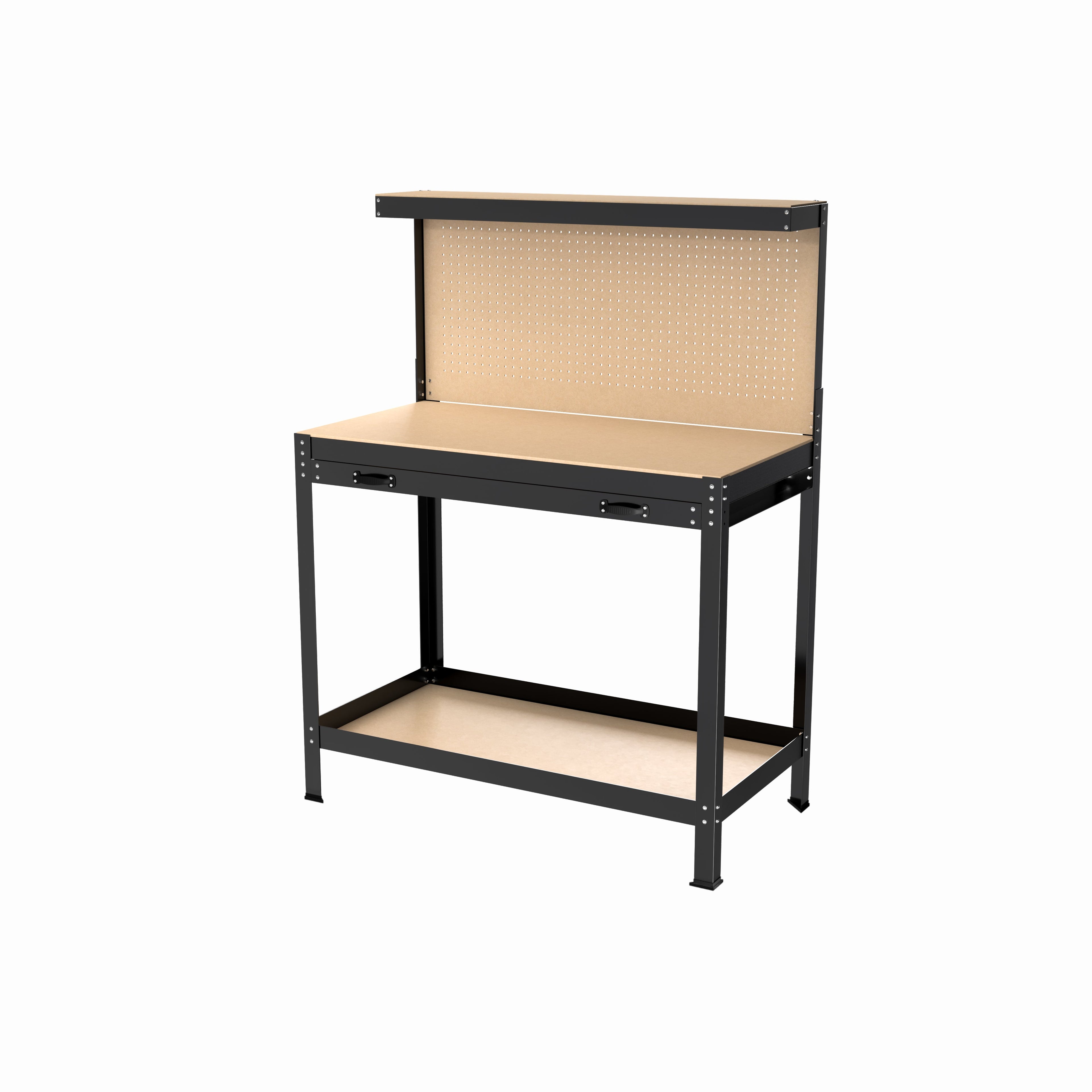 63" Workshop Tool Cabinet & Workbench | Drawers & Pegboard Storage