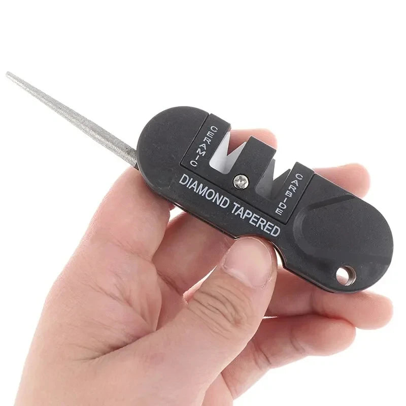 4-in-1 Portable Knife Sharpener | Tungsten, Ceramic & Carbide for Camping