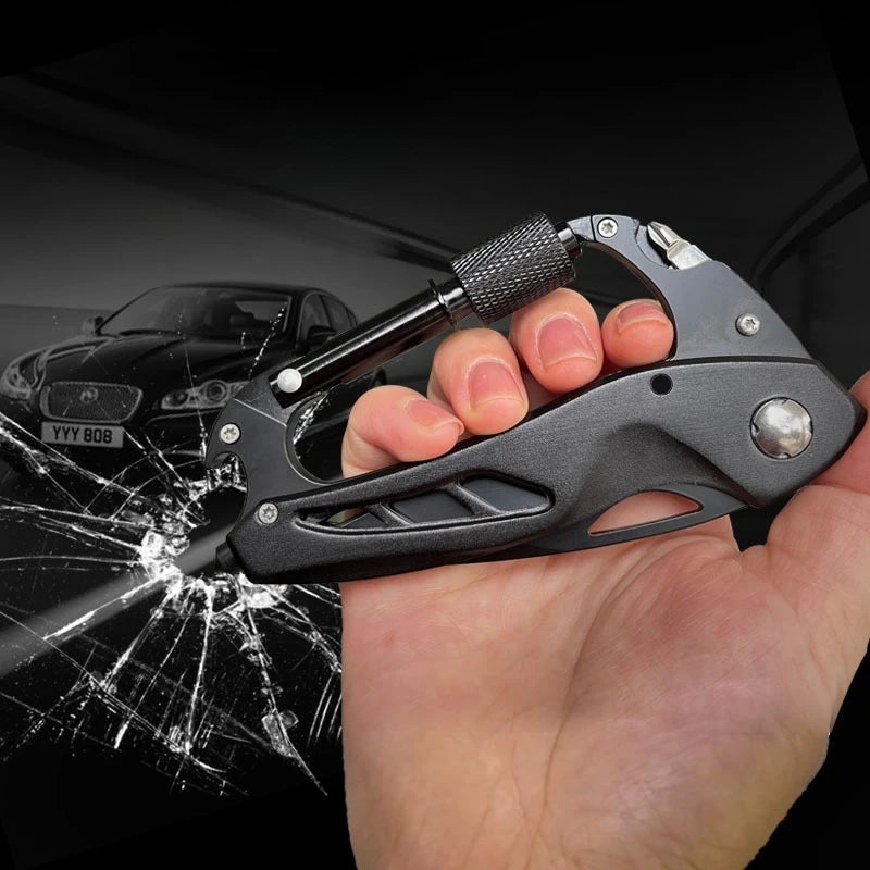 5-in-1 Stainless Steel Multi-Tool with Carabiner | Portable Outdoor EDC