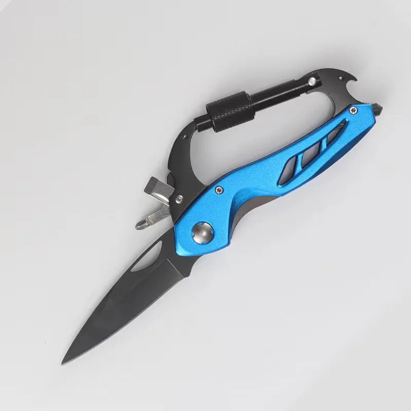 5-in-1 Stainless Steel Multi-Tool with Carabiner | Portable Outdoor EDC