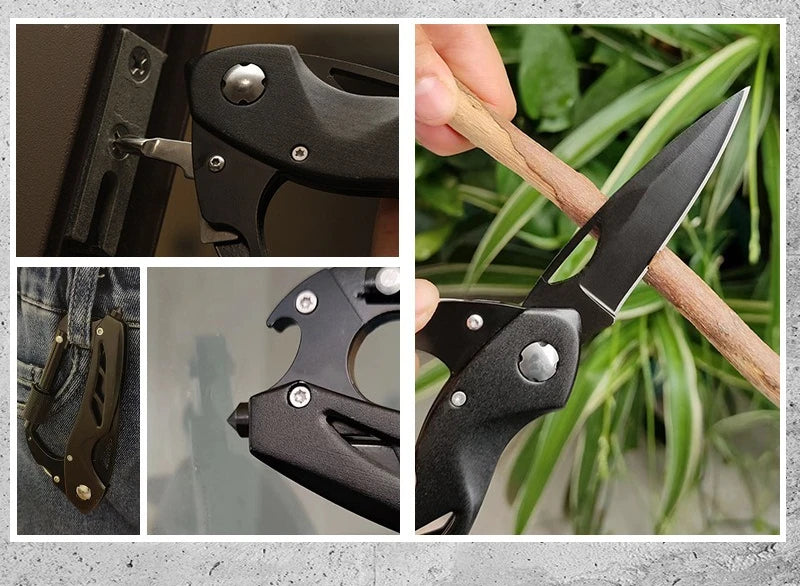 5-in-1 Stainless Steel Multi-Tool with Carabiner | Portable Outdoor EDC